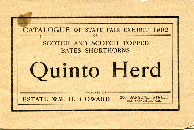 1902 State Fair Cattle Exhibit Catalog