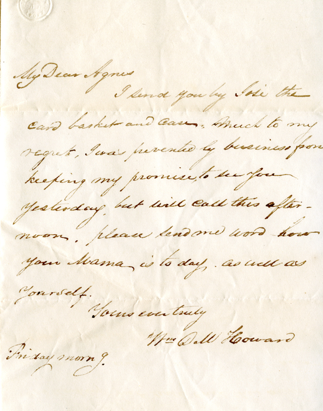 June 1849 letter from W.D.M. Howard to his fiancée (3 of 3)