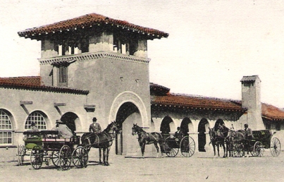 Burlingame Train Station with Carriages Waiting, 1903